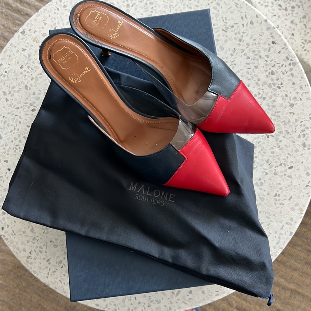 Malone Souliers kitten heel mules. Size 37 (6.5).